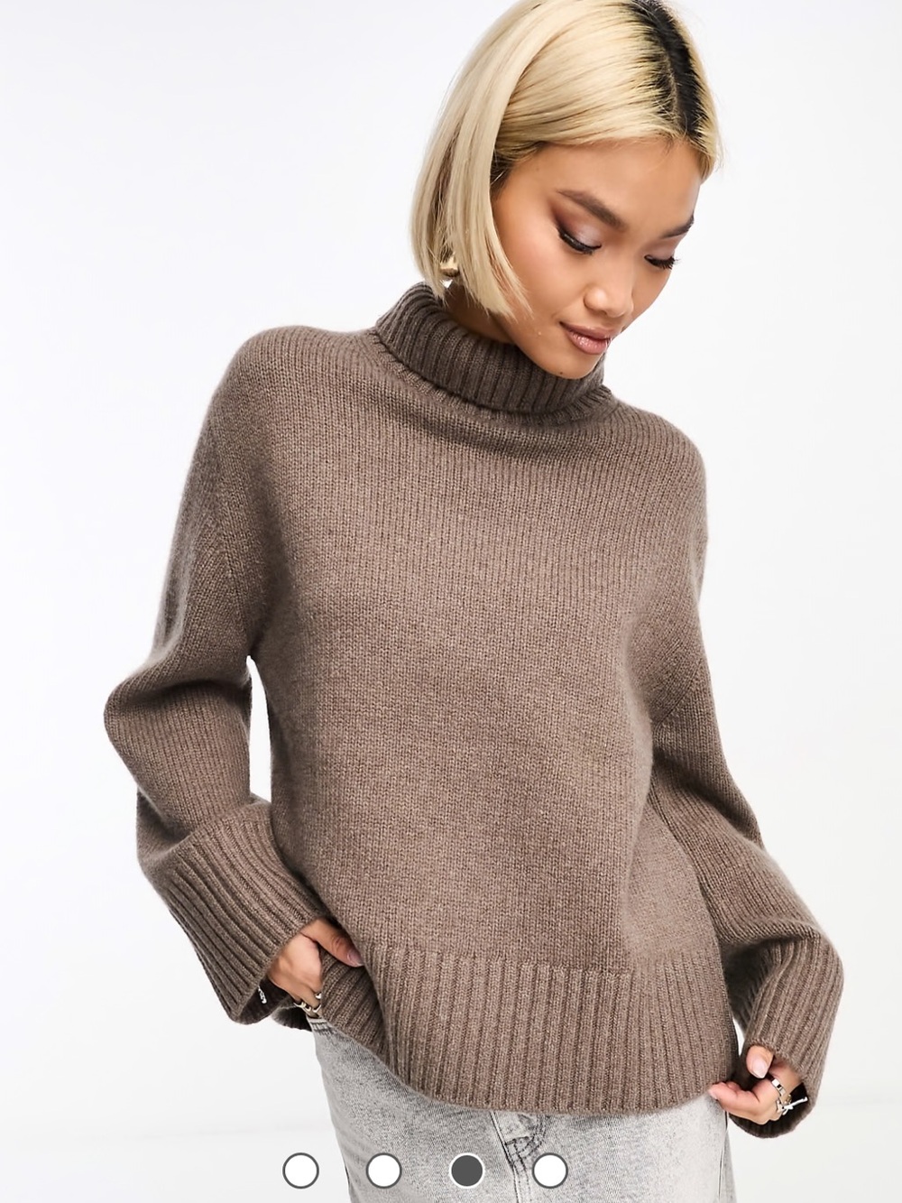 & Other Stories wool blend high neck jumper in taupe turtleneck
